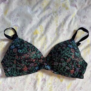 4/$25 B’tempted Floral Black Bra wireless 36B